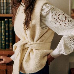 Sezane, Ivory Vest with belt